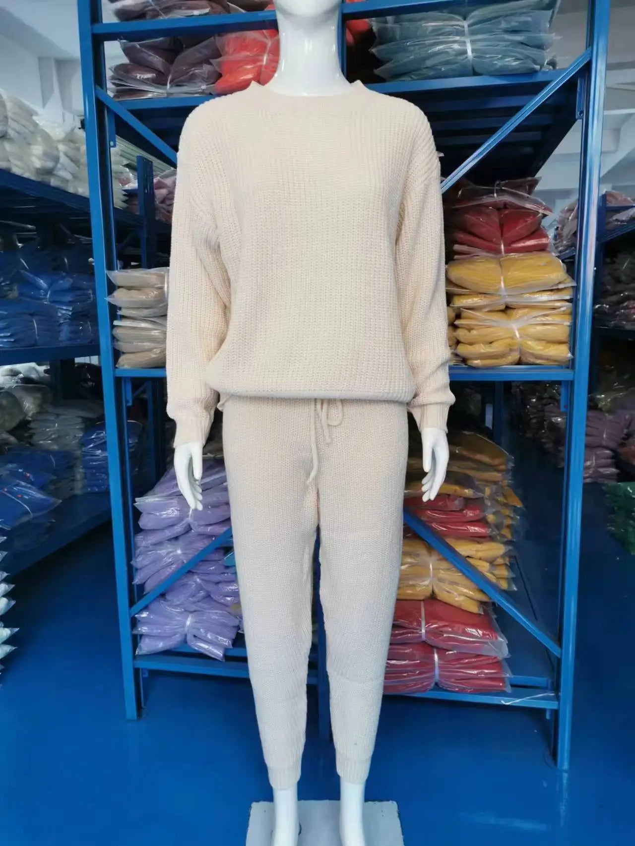 2024 Autumn and Winter Fashion Casual Knitted Suit Trousers Suit Foreign Trade Women's Wool Suit Ensemble Femme 2 Pièces