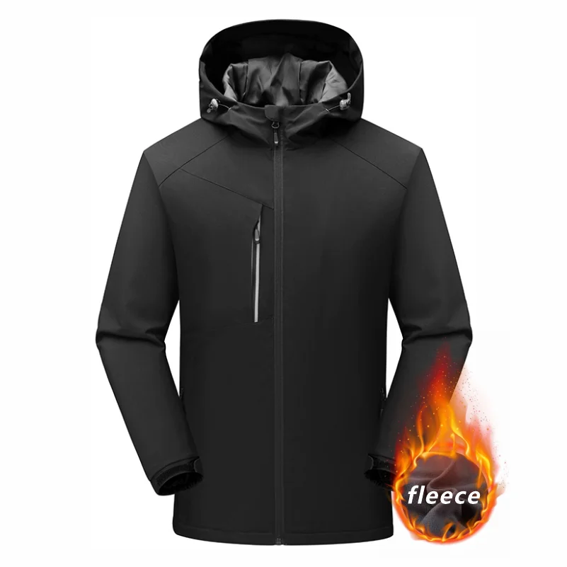 Men's Winter Inner Fleece Waterproof Jacket Custom Printing Embroidery Logo Outdoor Windbreaker Hiking Camping Thermal Coat 4xl