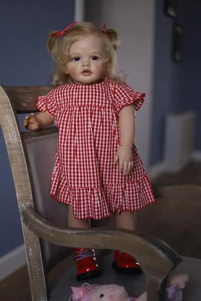 60CM Bebe Reborn Betty Real Looking Baby Dolls Touch Soft As in Picture Hand Detailed 3D Skin Veins Rooted Long Curly Blond Hair