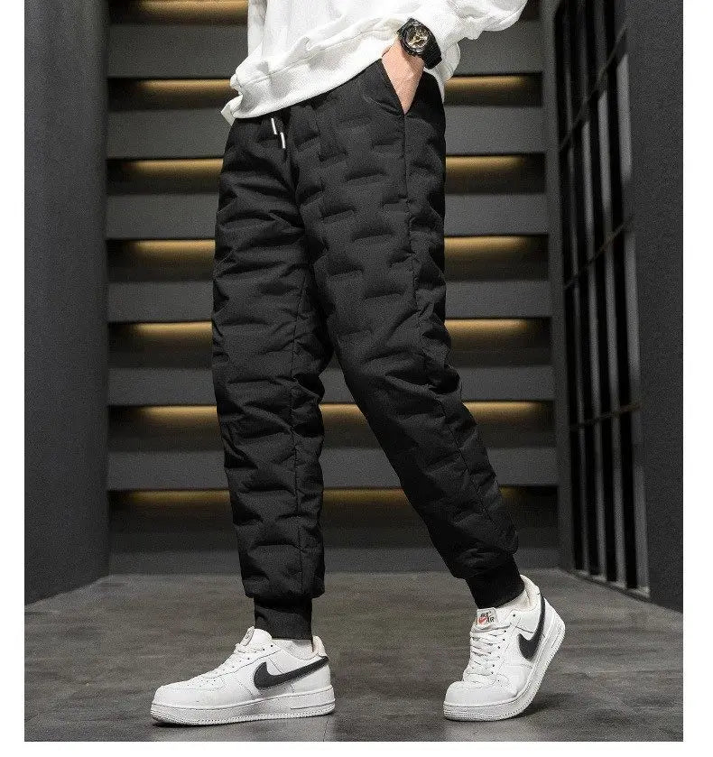 Men's down Pants Winter Outdoor Wear Thickened Large Size High Waist Warm Cold Proof Windproof Cotton Pants Harlan Style