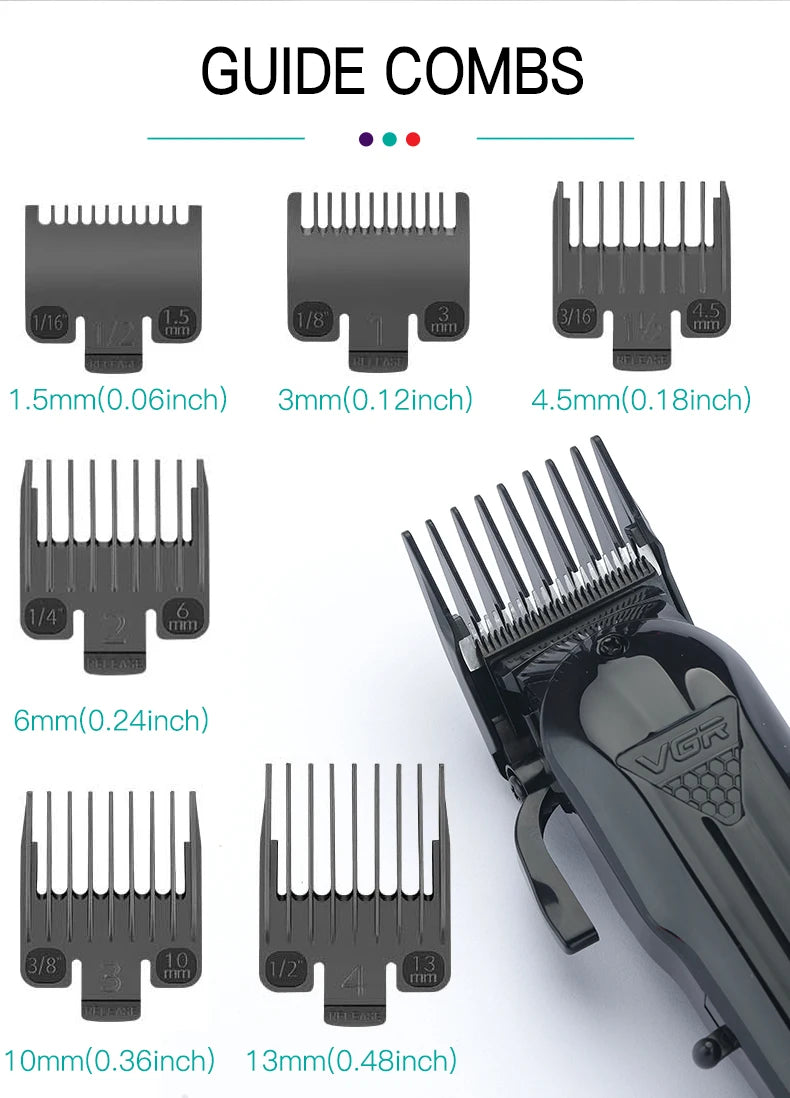 VGR Trimmer Professional Hair Trimmer for Men Clipper Beard Trimmer Hair Cutting Machine Cordless LED Display Rechargeable V-282
