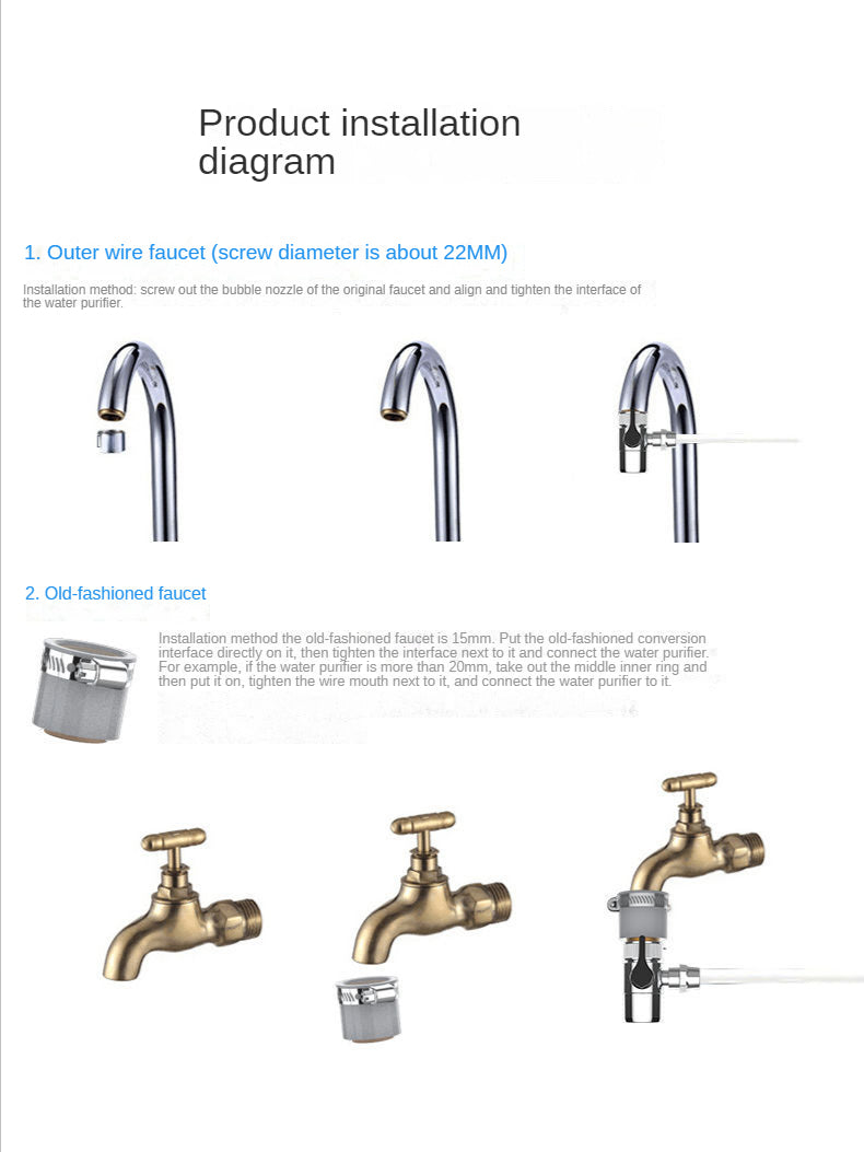 Water purifier household direct drinking tap filter tap water transparent water filter ceramic cartridge