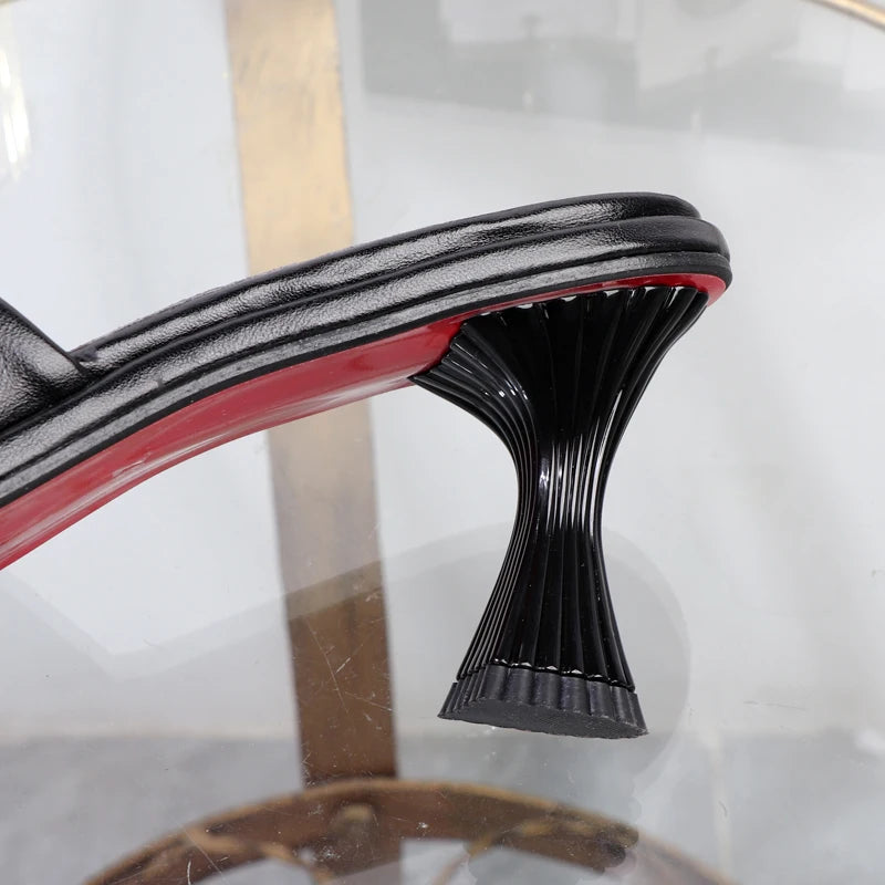 Women's slippers in summer 2024 wear sandals with thin heels high heels buckle is simple elegant black Women shoes