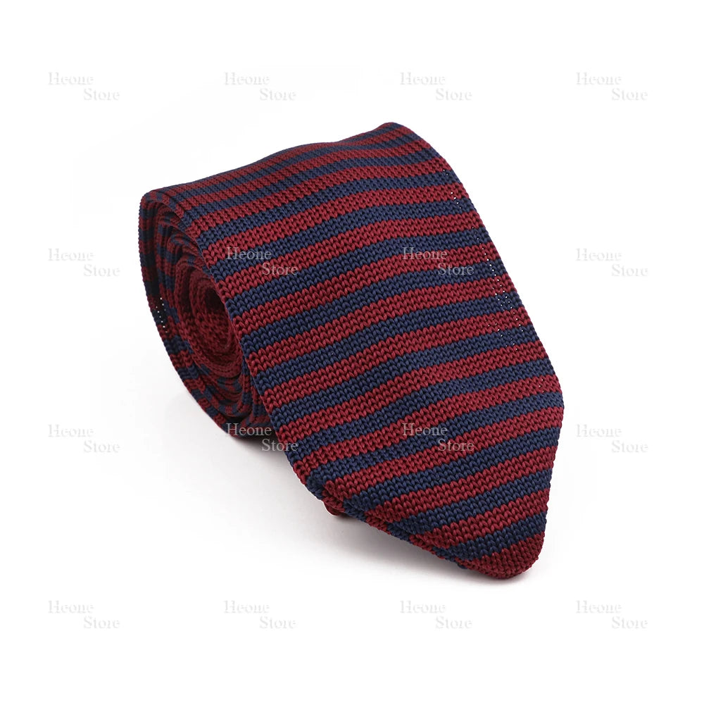 New Mens Knitted Ties Classic Striped Skinny Necktie For Business Wedding Party British Style Necktie Winter Neck Wear Accessory