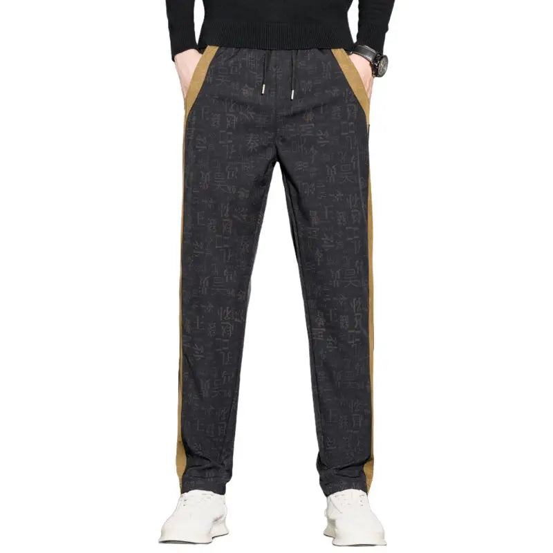 Men's Casual Pants Are Trendy and Versatile Straight-leg Pants with Printed Anti-wrinkle Features for Men in Autumn and Winter
