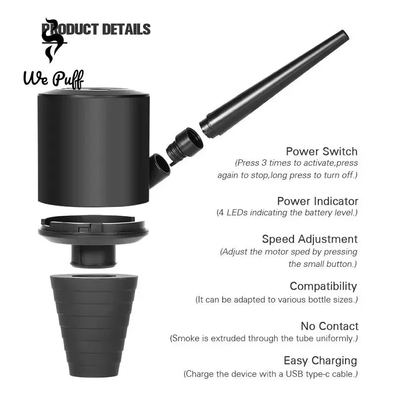 WE PUFF Shisha Blower Automatic Electric High Horsepower Hookah Starter Huuka Air Pump Sheesha Chicha Narguile Accessories