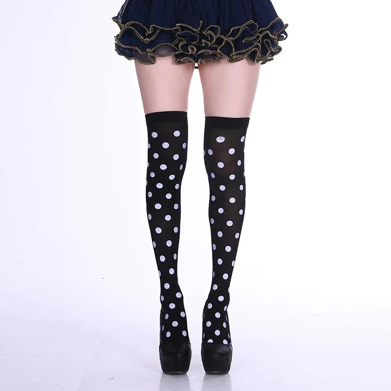 Halloween Party Stockings Clown Dotted Knee High Socks Holiday DIY Decorations