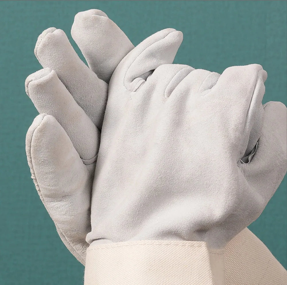Welding Gloves Premium Hand Protection from Welder, Cutting, Torch Heat, Gauntlet Cuff, Tig Welder, Grilling Oven, Green Egg