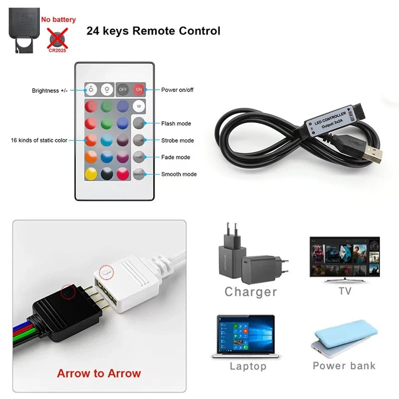 Led Strip Lights For Tv Smart Led Tape Light Usb 5V Led Lights Strip Remote Control Led Ribbon Strip Rgb Lighting Decoration