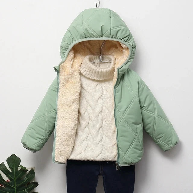 Winter Baby Kids Jacket For Girls Coats Lamb Wool Plus Velvet Thick Coats Toddler Children Outwear 1-6 Year Boys Cotton Jackets
