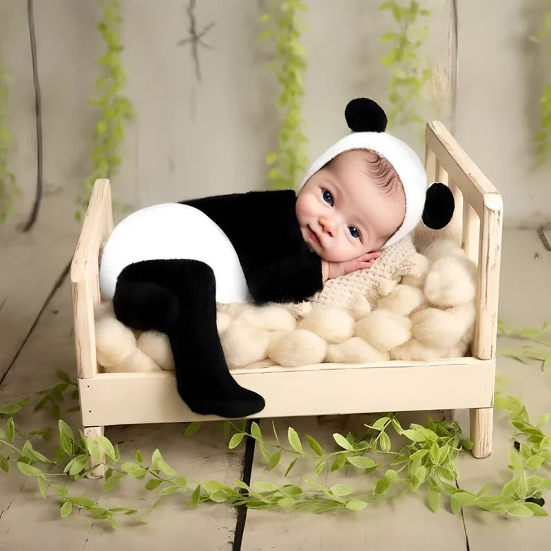 Baby Outfit  Newborn Photography Romper Panda Bear Baby  Sets Photography Clothing