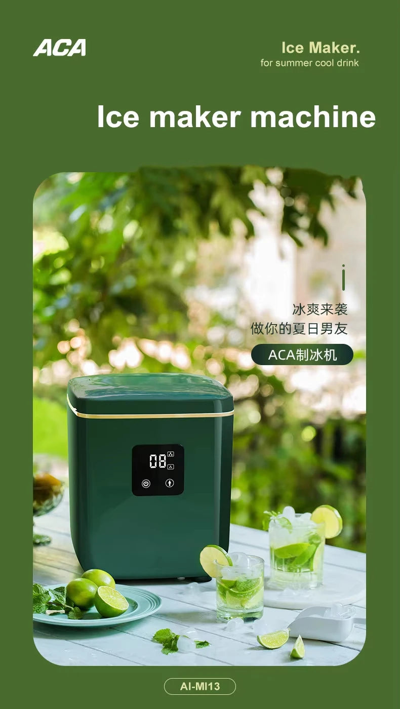 160W Mini Ice Maker - Automatic Home & Commercial Use, Fast Ice Making, Stainless Steel, Easy Clean, for Tea Shop & Bar