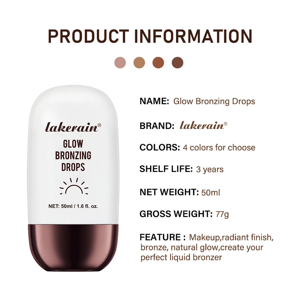 Lakerain Glow Bronzing Drops Face Peptide Serums Liquid Bronzer Cream Hydrating Makeup For An Everyday Radiant Glow Summer Glow