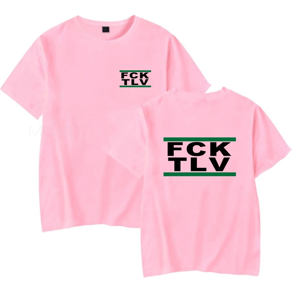 Summer Tops Printed FCK TLV T shirts Crew Neck Casual Tops Men Women Short Sleeve T-Shirt 4XL