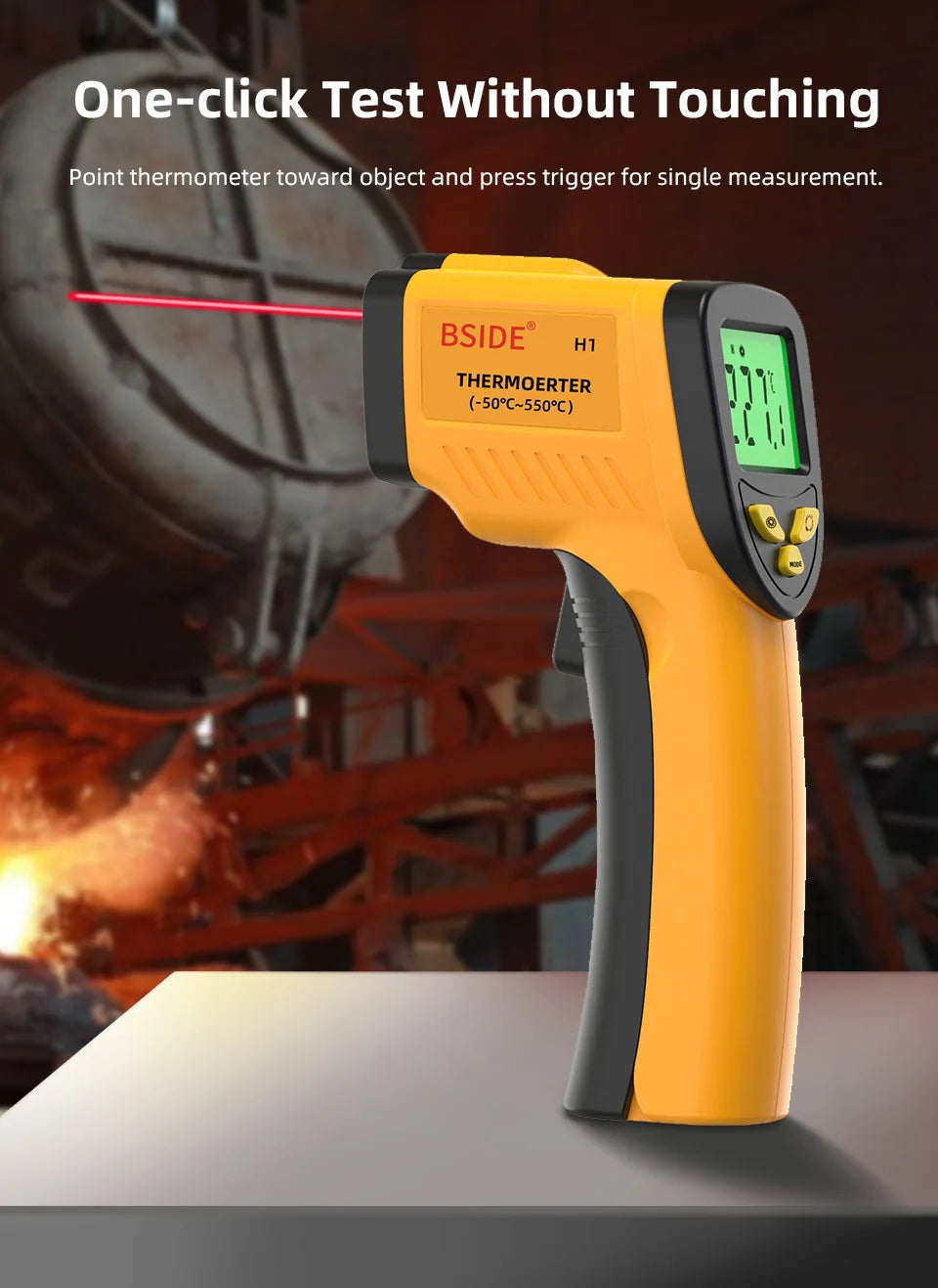 Digital Infrared Thermometer -50-550C Non-Contact Digital Laser Thermometer Gun For Meat Buffalo Milk BBQ Cooking Thermometer