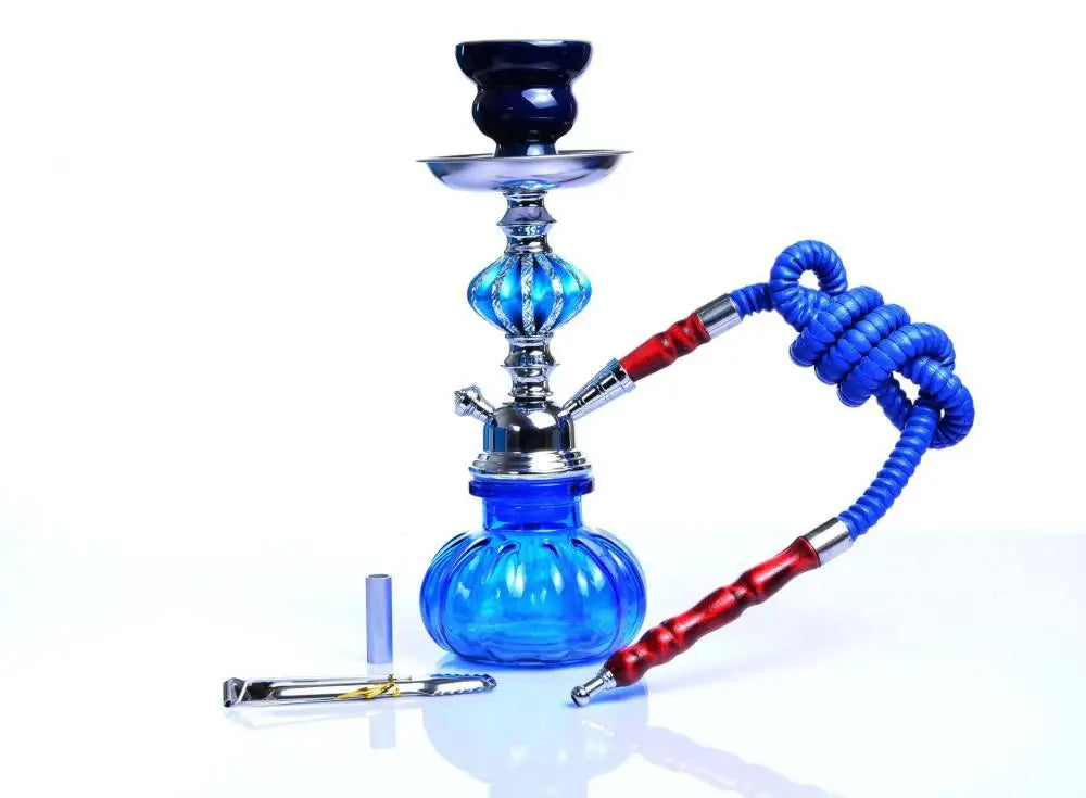 Glass Hookah Set with Ceramic Shisha Bowl Imitation Leather Hose Metal Charcoal Tongs Accessories Chicha Narguile Sheesha Set