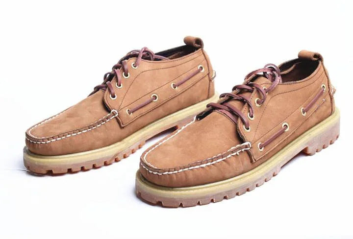 Genuine Leather Men's Casual Shoes Fashion Boat Shoes England Platform Luxury Lace up Male Loafers Driving Shoes46 Low Heel