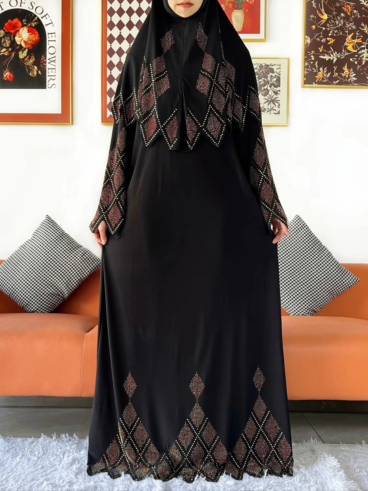 2025 Islamic Women's Hijab Scarf Long Dress Sets Prayer Garment Set Long Khimar Dress And Hijab Combo for Ramadan Daily Wear