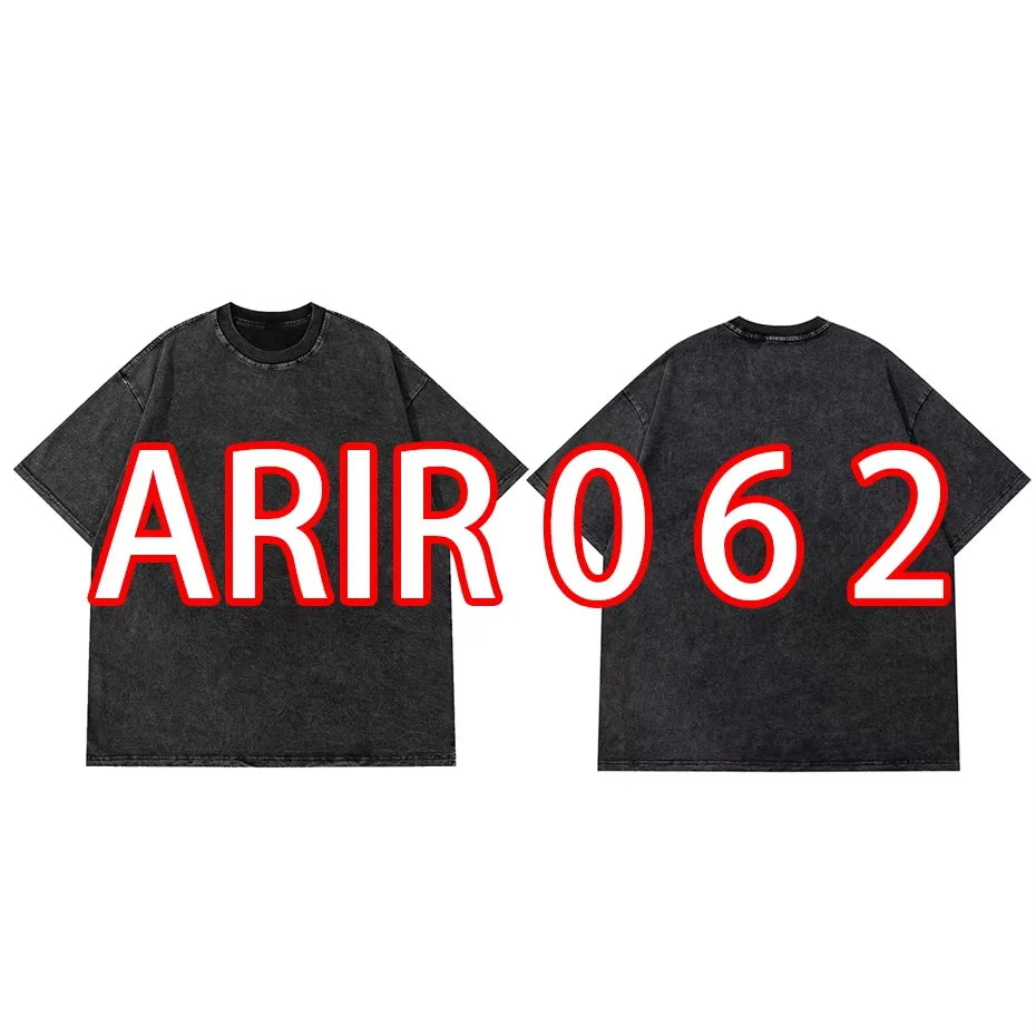 Anime Pain Printed T Shirt Men Retro Washed 100% Cotton Tops Tees Harajuku Tshirt Streetwear Hip Hop Male T-shirts 765