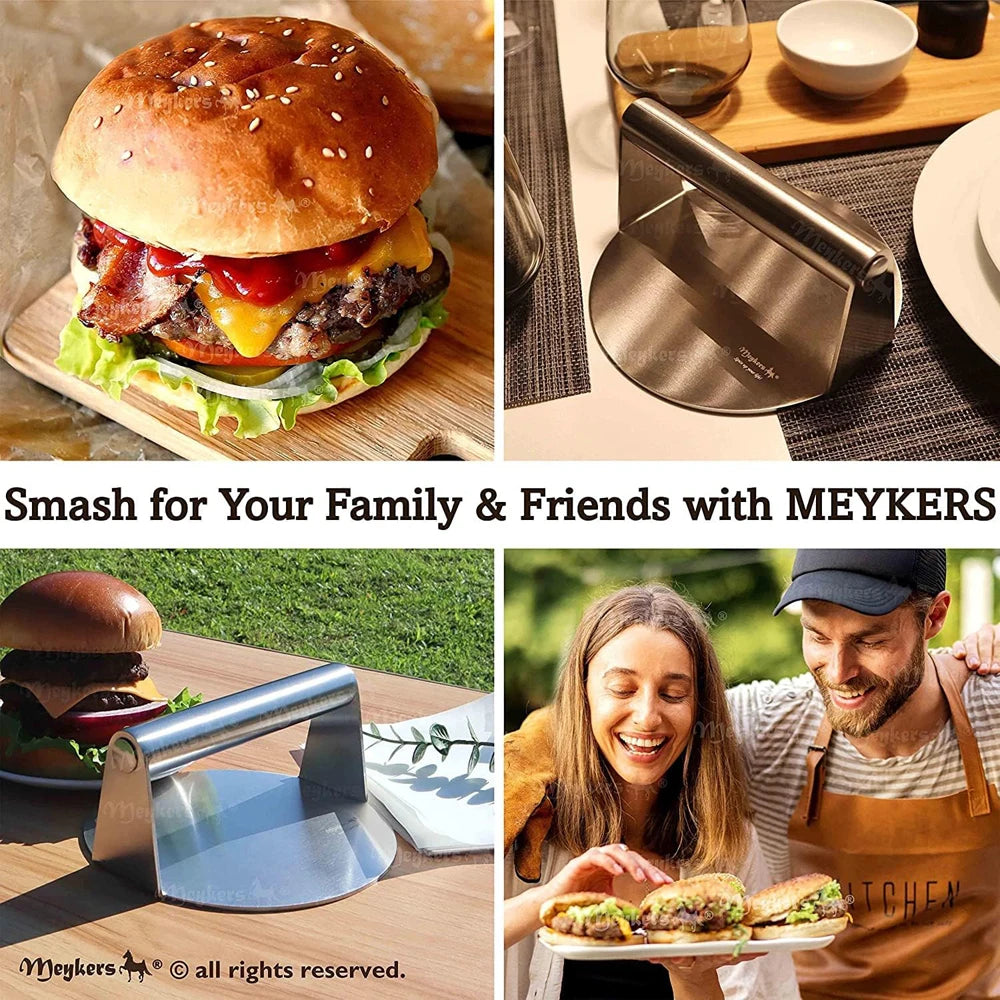 Stainless Steel Smash Burger Press Hamburger Patties Meat Masher Circular Meat Press Mold for Deli Meats Kitchen Accessories