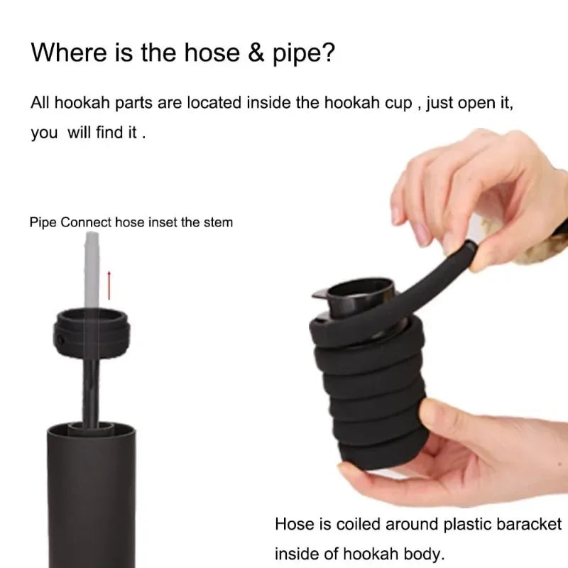 Acrylic 25cm Smoking Pipe Hookah Set with Ceramic Tobacco Grass Bowl Cigarette Holder Portable Shisha Pipa kit Gadgets for men