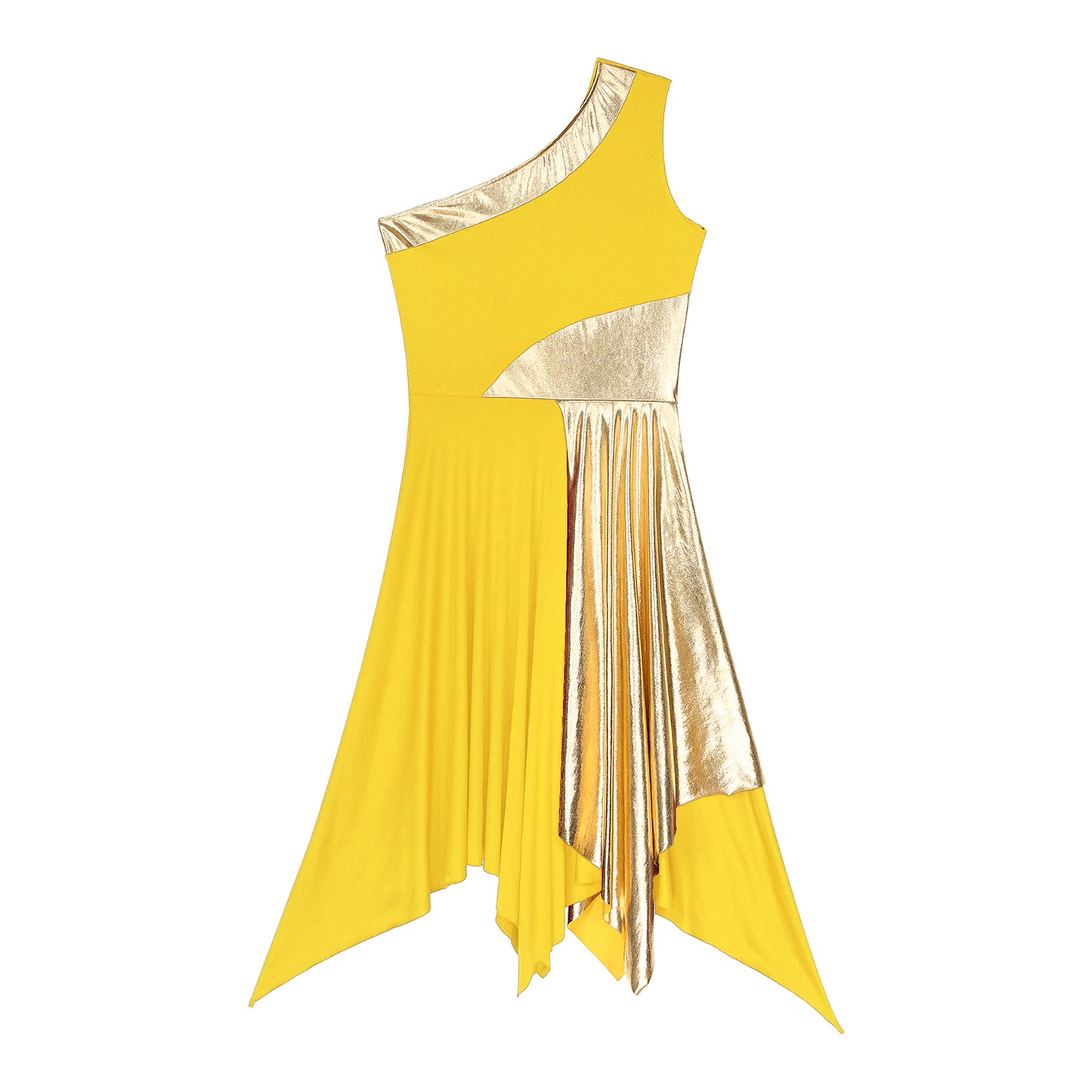 Women Church Choir Worship Praise Dress Modern Lyrical Dance Performance Costume One Shoulder Irregular Hem Dresses Dancewear