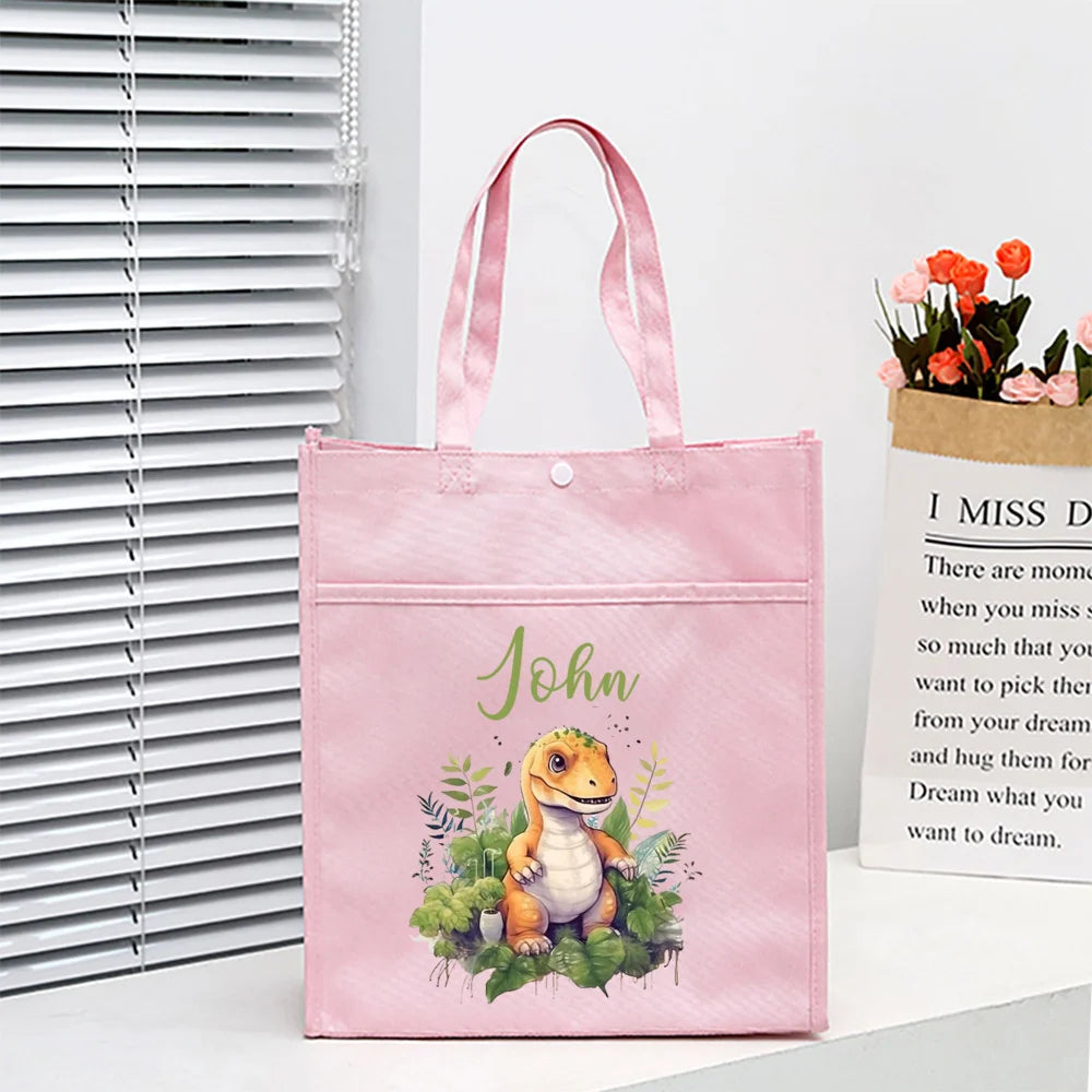 Personalized Kids Library Tote Bags Homeschool Cute Custom Name Reading Books Bag Children School Bag Birthday Gifts for Kids