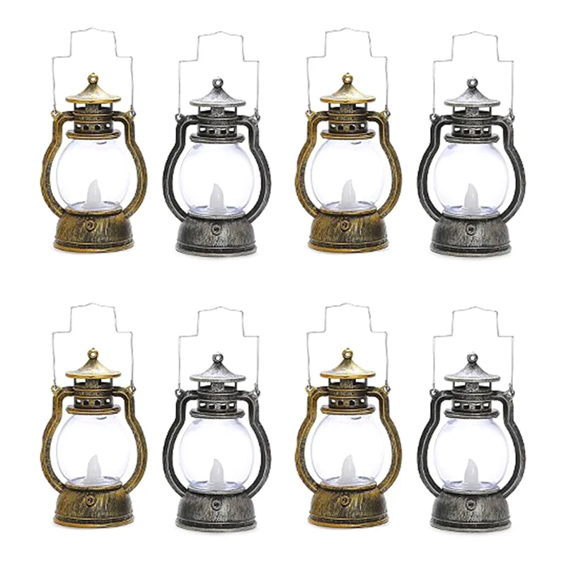 RALCA-8Pcs LED Lanterns Decorations Outdoor Hanging Lantern , Retro Lantern Decor For Patio, Porch, Farmhouse Decorations