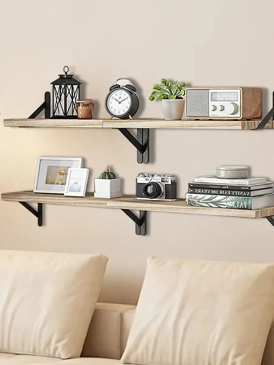 Floating Shelves for Wall Bookshelves Wall Mounted Wood Shelf for Living Room Bathroom Bedroom Kitchen Home Decor Clothing Rack