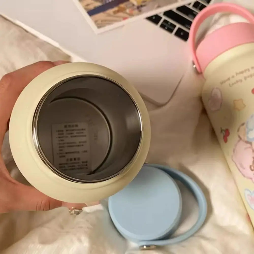 Water Bottle 900ml Insulated Water Bottle With Straw Leak-proof Portable Insulation Cup Hot Drink Cartoon Thermal Cup Student