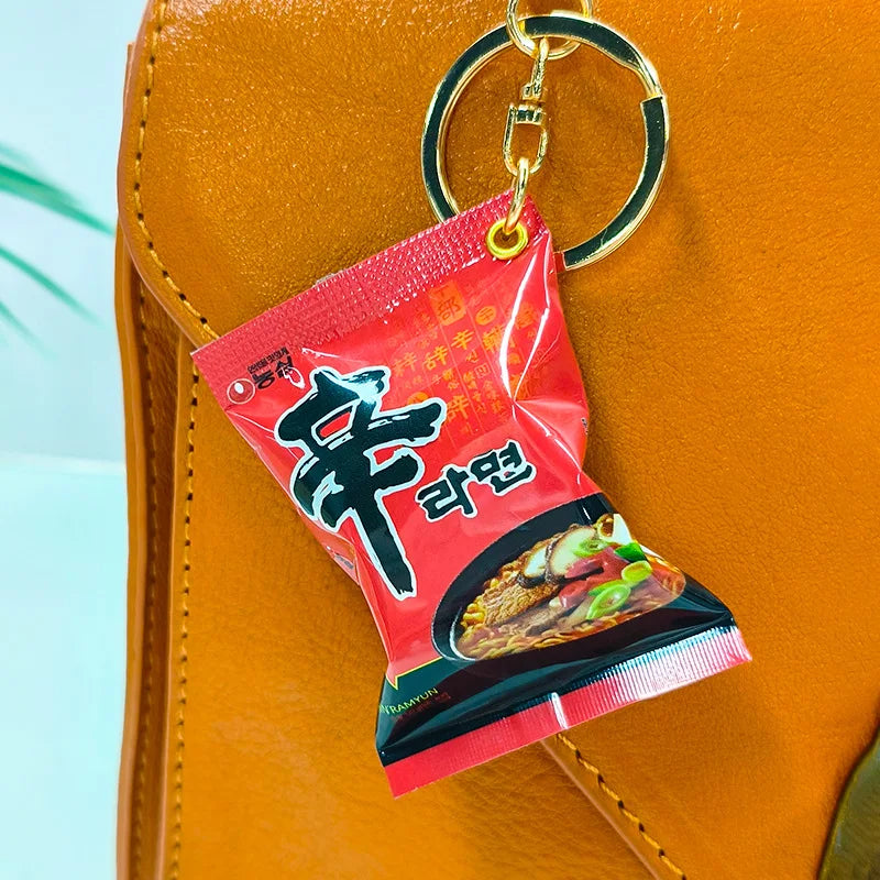 Fun Simulation Instant Noodles Keychain Korean Food Bag Pendant Turkey Noodle Creative Bag Accessories Christmas Gift