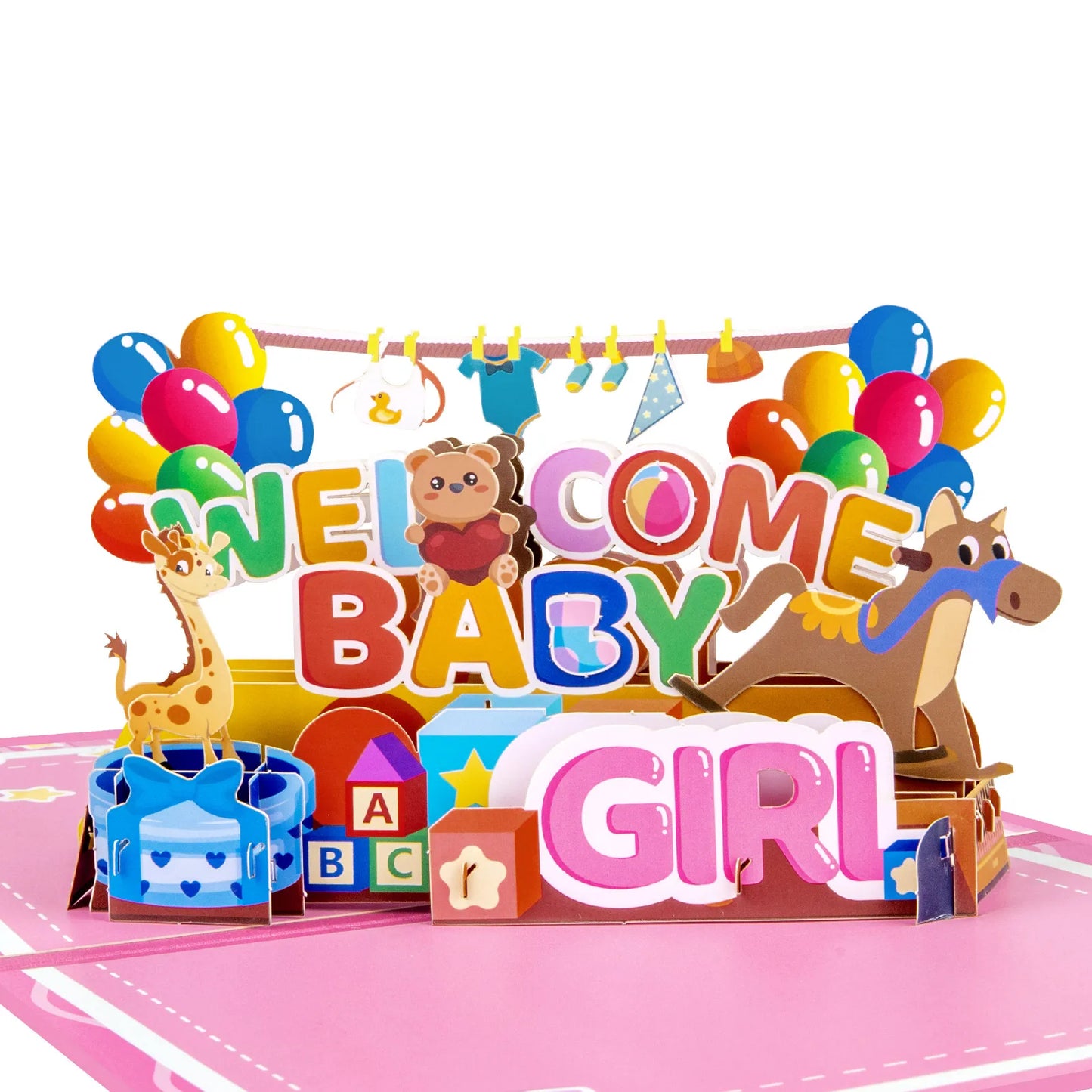New Baby Boy and Girl Pop Up Card for Baby Shower New Parents