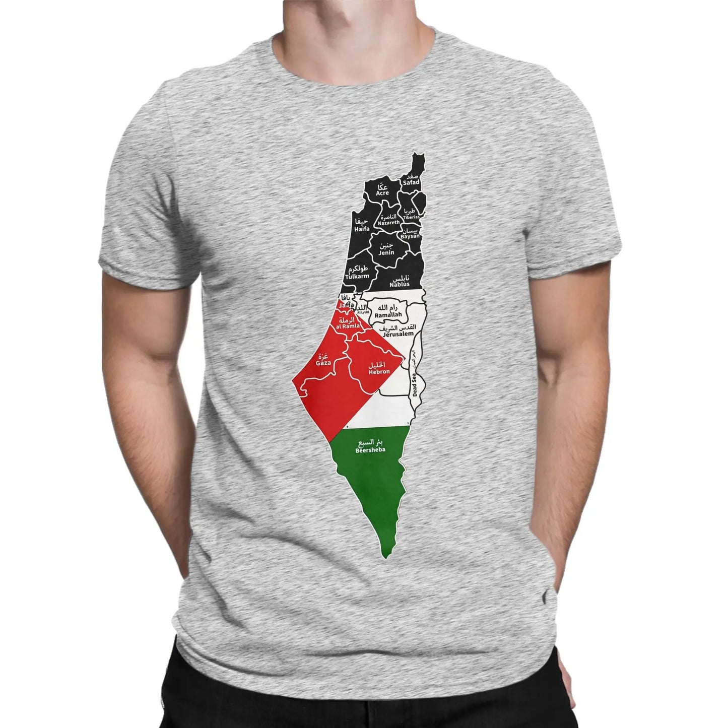 Palestine Map T Shirt for Men Cotton Vintage T-Shirts Round Collar  Tees Short Sleeve Clothes Gift