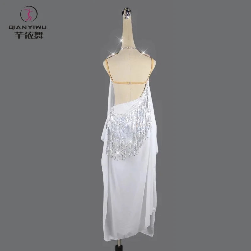 Dress For Dancing Sports Costume Women Latin Practice Dancewear Party Skirt Line Suit Competition Girl Stage Clothes Female Prom