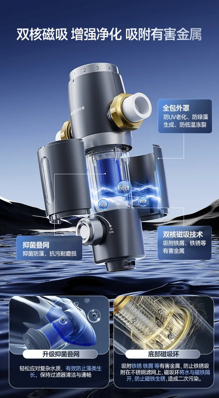 220V AUX Whole House Water Filter Automatic Backwash Stainless Steel Purifier for Home WCL