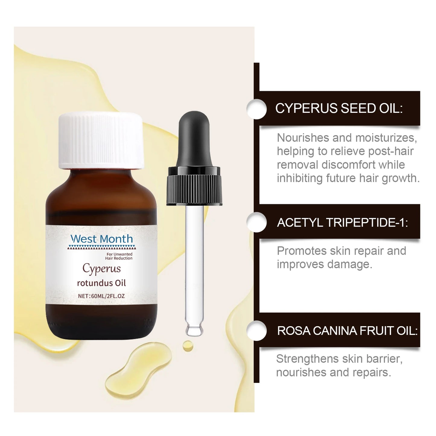 Cyperus Rotundus Depilatory Oil Formula Of Multiple Plant Essential Oils Slows Down Stimulation Of Hair Growth Nourish Protect