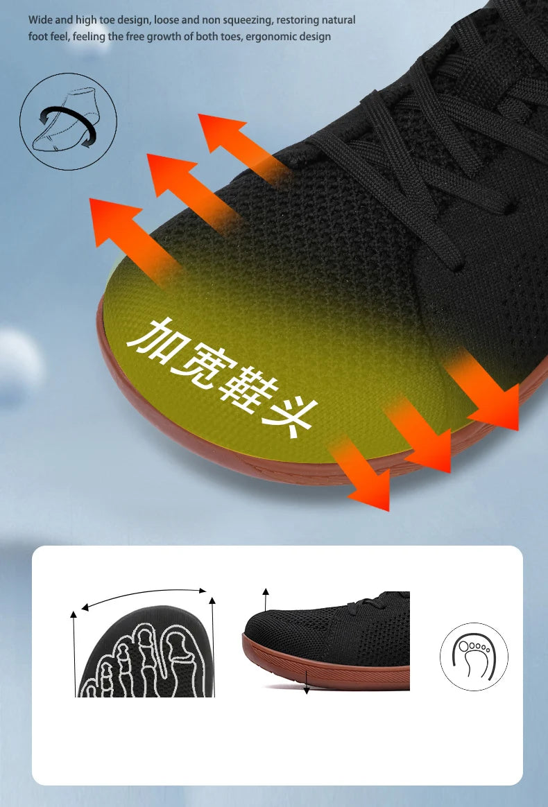 Men's And Women's High Top Barefoot Walking Shoes, Wide Toe Loose Shoes, Suitable For Comprehensive Training In The Gym And Driv