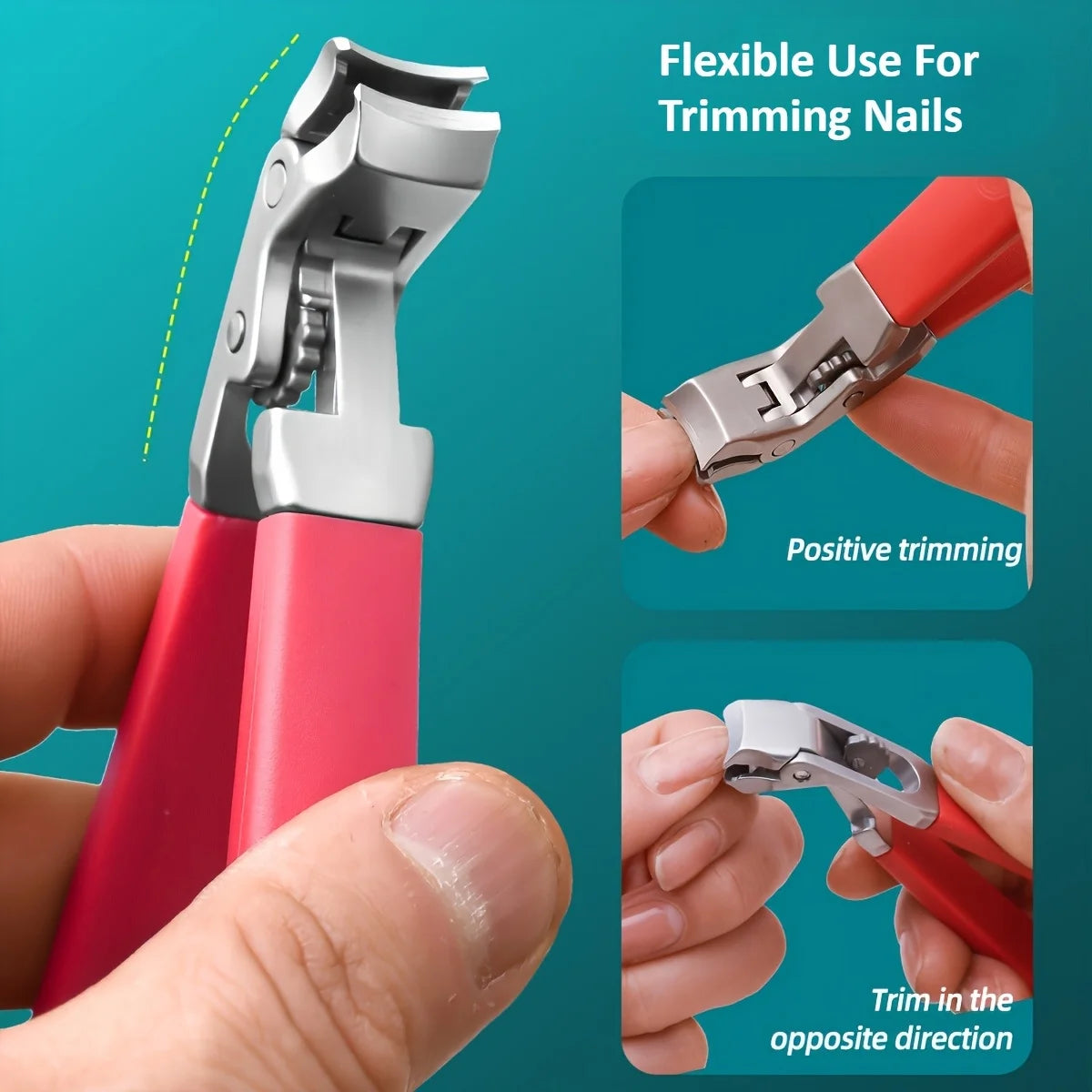 Heavy-Duty Professional Nail Clipper with Splash Prevention & Nail Catcher - Long Handle Elbow Design Sharp Blades