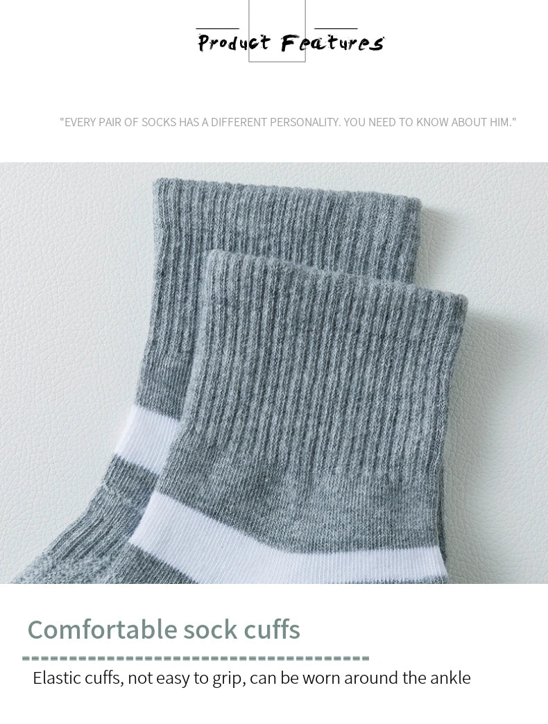 3/5/6 Pairs  Cotton Outdoor Sports Socks, Sweat Absorbing and Odor Resistant Cotton Running Basketball Socks, Trendy Socks