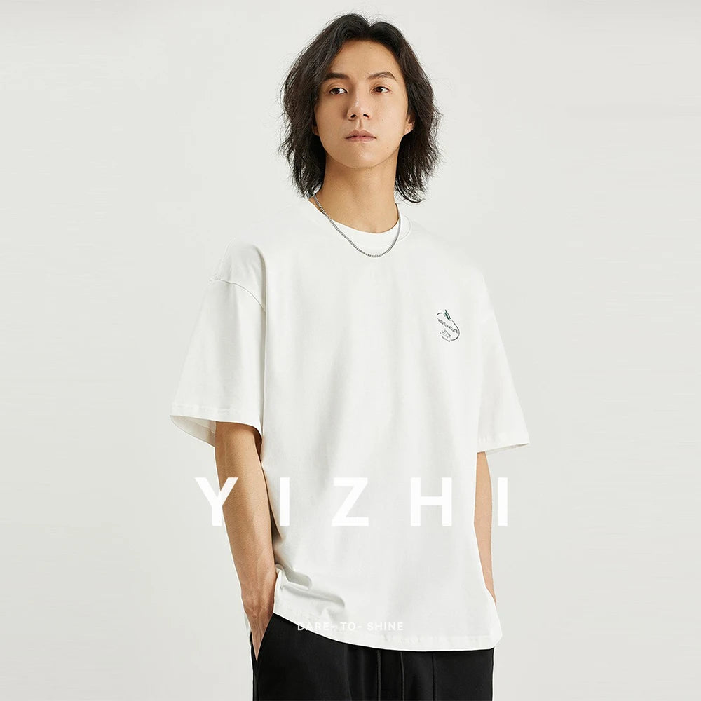 100% Cotton Men's Printed T-shirt 2025 Summer New Fashion American Loose Short-sleeved Round Neck Half-sleeved Top Men Tshirt