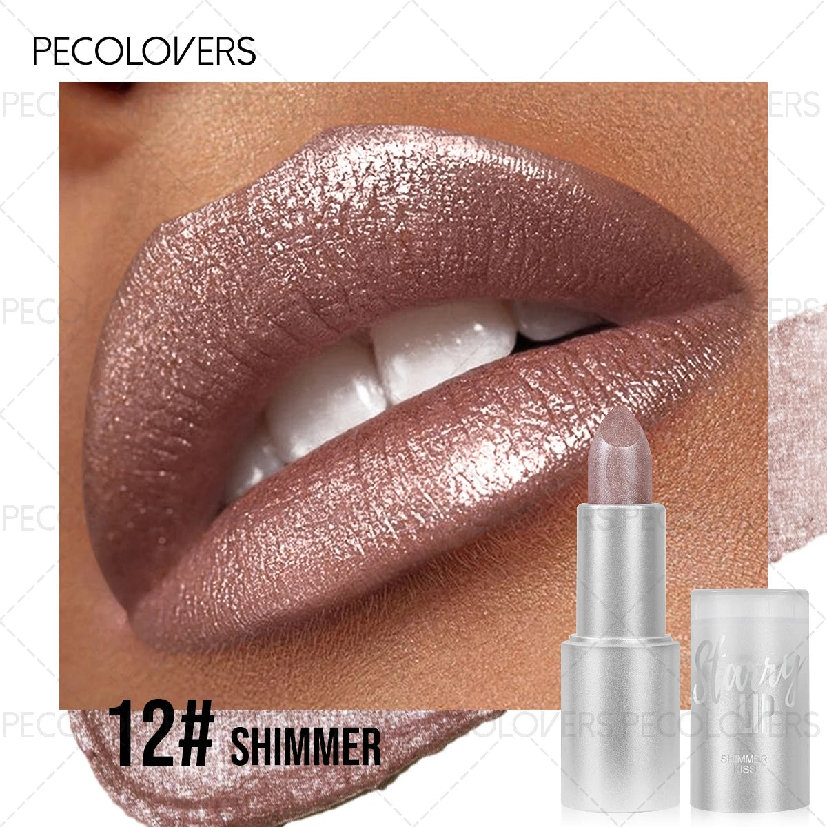 1pc Sparkling Pearlescent Lipstick,  Long-Lasting, Shimmering Glitter Finish, Ideal for Music Festivals & All Skin Types