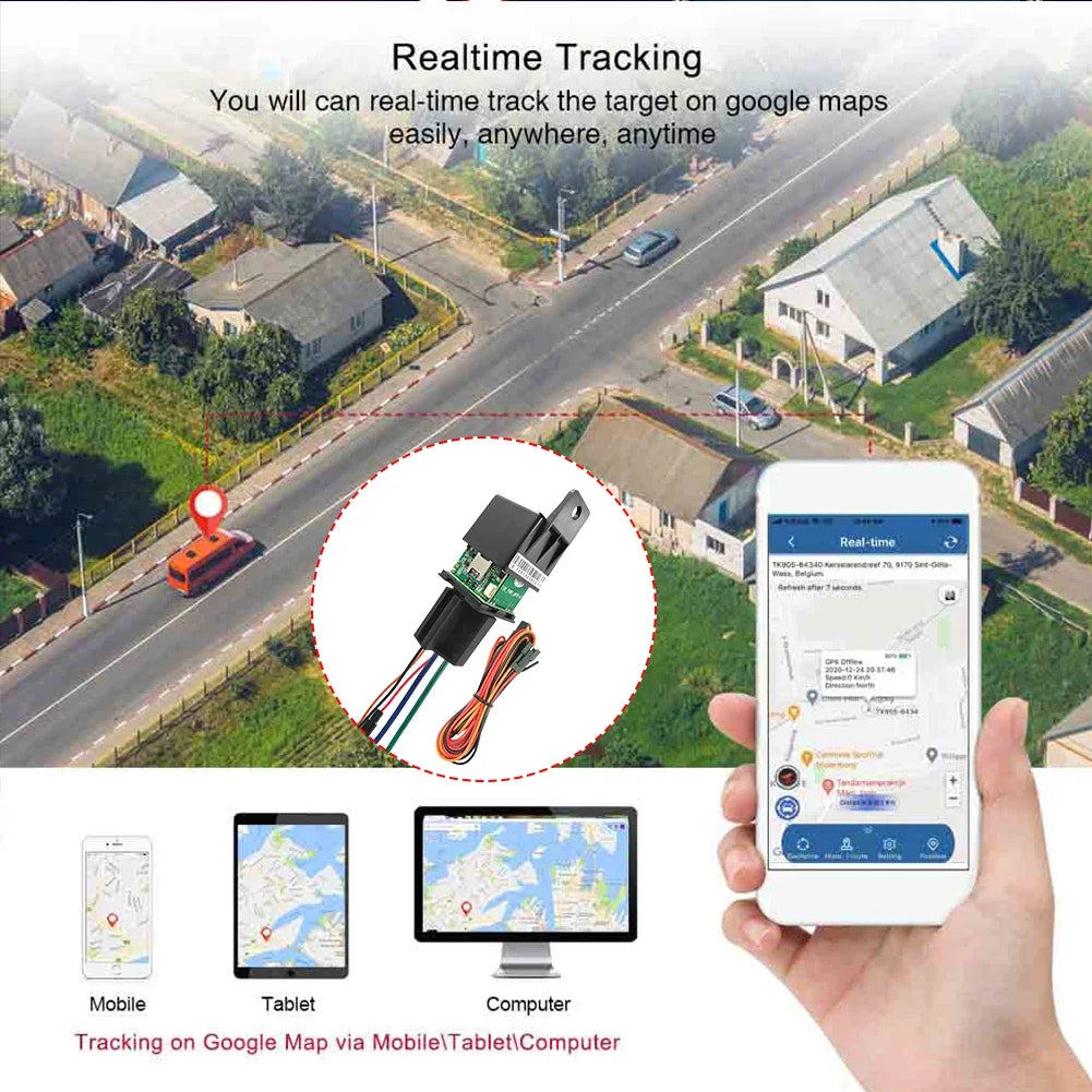 Car Relay GPS Tracker ACC Motorcycle Anti-theft Device Status Alarm GPS Positioner GNSS LBS Vehicle Positioning Device Sensitive