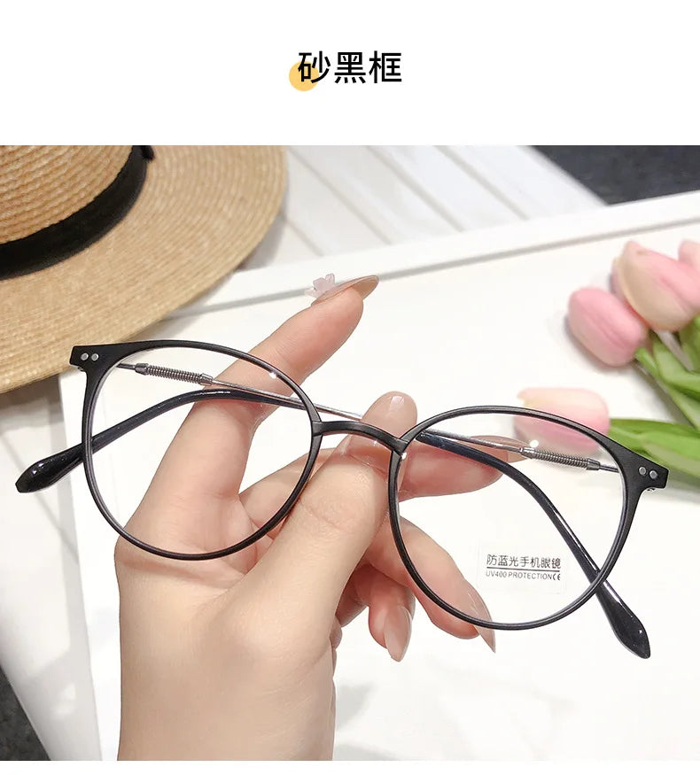 New TR90 Myopia Frames for Men and Women Retro Oval Spring Leg Optical Frames Fashion Hot Sale Glasses Frames Wholesale