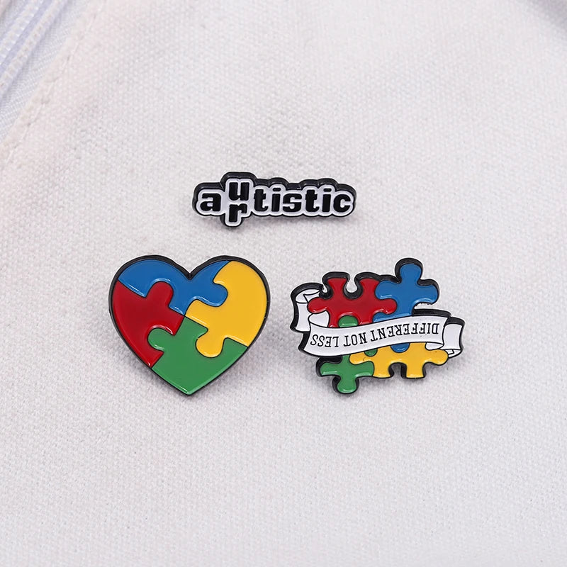 Autism Awareness Puzzle Enamel Pins Introvert Caring For Mental Health Metal Brooches Lapel Badges Jewelry Gifts For Friends