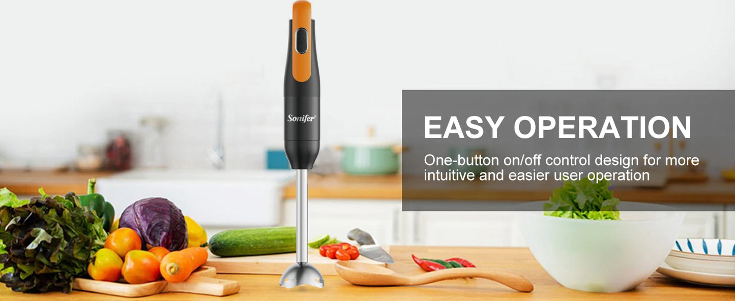 Hand Blender Set with Copper Motor, One-Button Control, 15000RPM Max, Detachable Stainless Steel Shaft & Blade, 300W