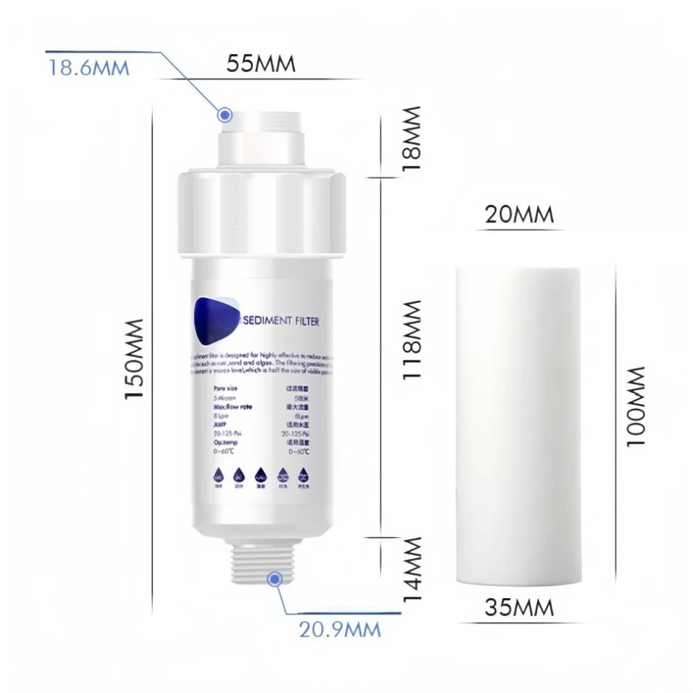 Pre-Filter Water Filter PP Cotton Filter Cartridge Removal Heavy Metal Purifier household  Washing Machine Shower Water Filter