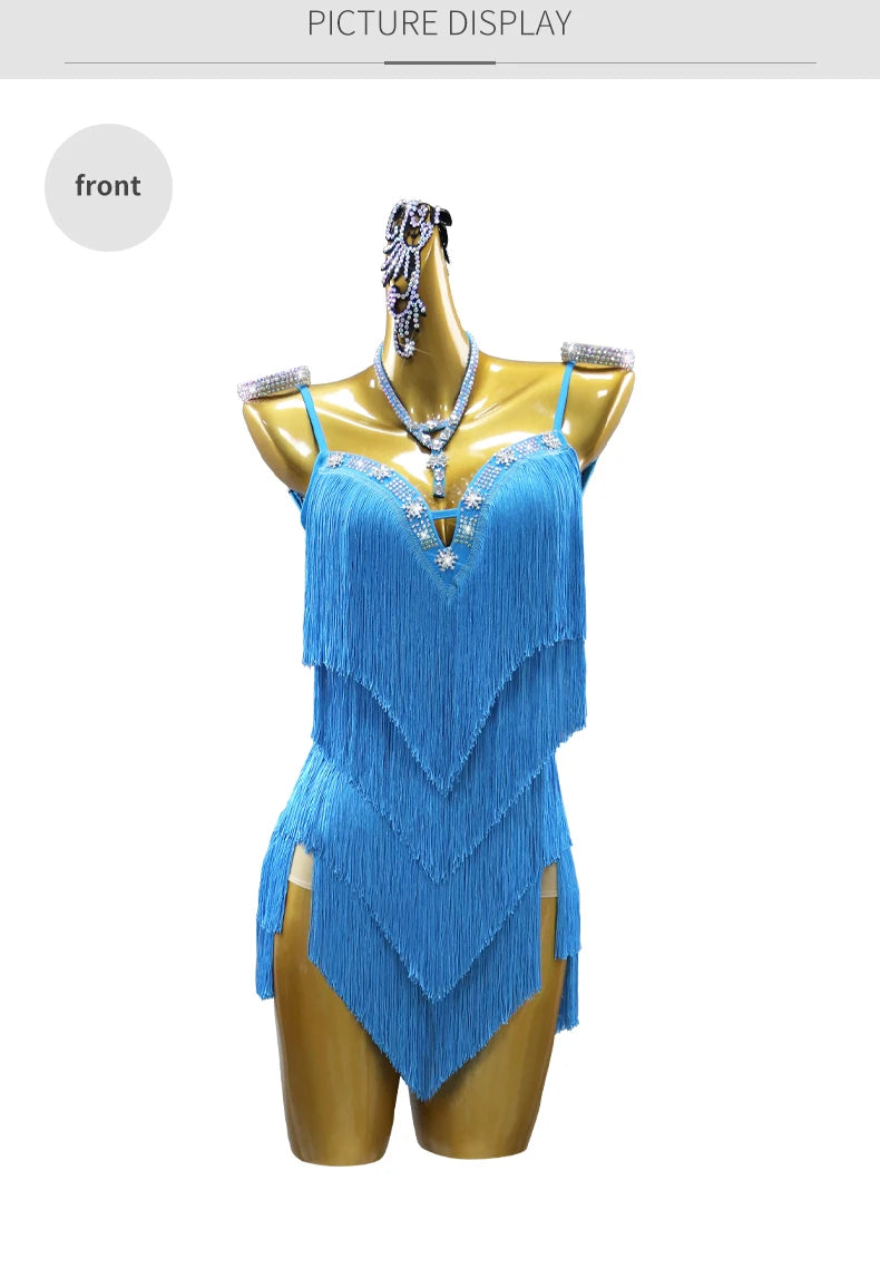 Dress For Dancing Female Dance Suit Evening Dress Latin Competition Costume 2026 Elegant Party Wear Sports Fringed Clothes