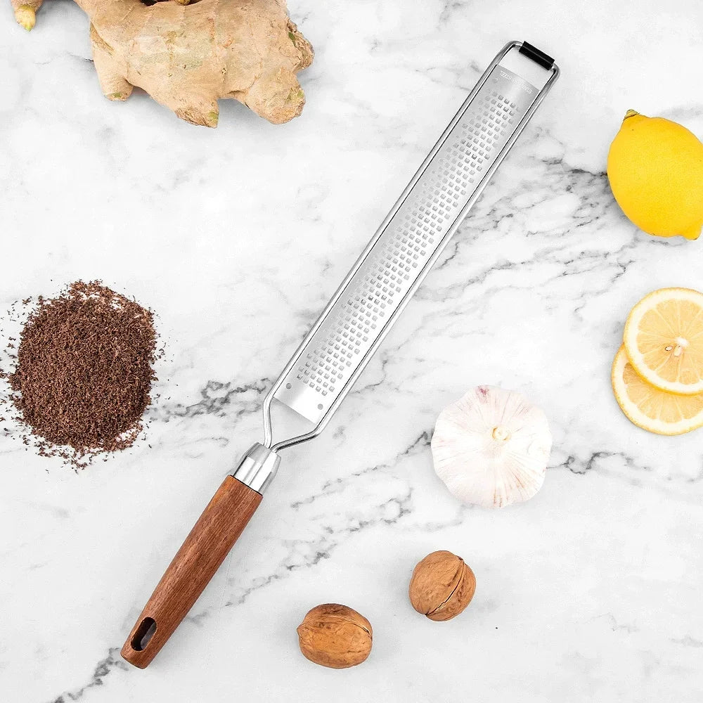 1pc Cheese Grater Wooden Handle,Multi-purpose Stainless Steel Vegetable Grater Kitchen Tools Food Shredder for Chocolate Butter