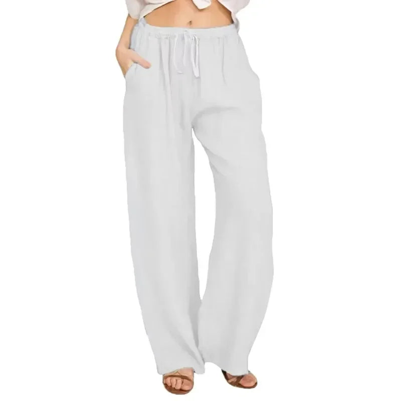 Pajama Pants Women Fashion Premium Lazy Style Casual Pants Loose Trend Straight Wide Leg Long Pants Solid Color Lounge Pants
