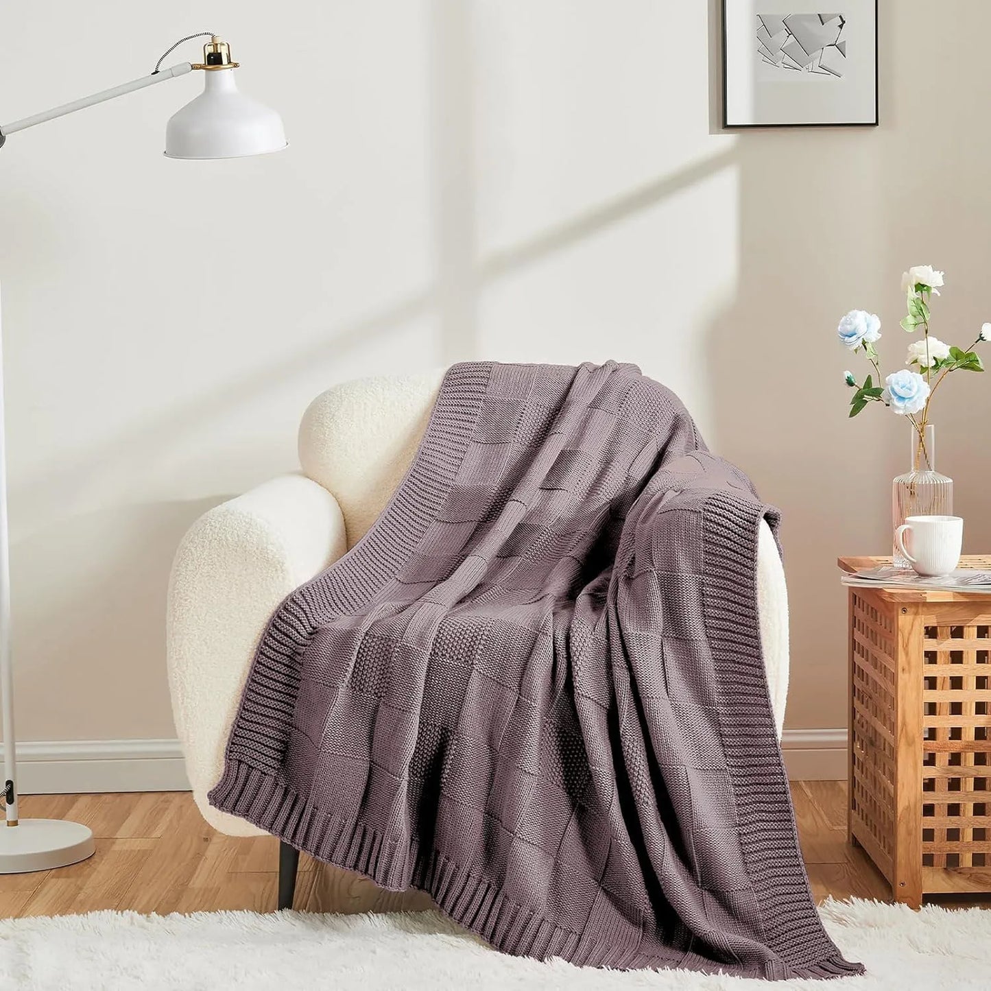 Bohemian New Waffle Sofa Knitted Blanket Cover Plane Office Nap Camping Leisure Soft Blanket Green Shawl Blanket Small Bed Cover